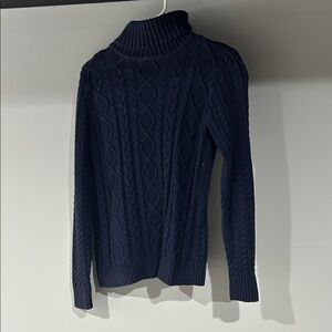 Croft & Barrow Dark Blue Cable Knit Turtleneck Sweater